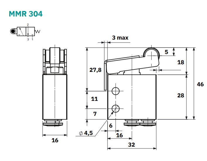 Roller-Lever Mechanical Valve 3/2